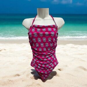 J. Crew Pink Patterned One Piece Swimsuit size small